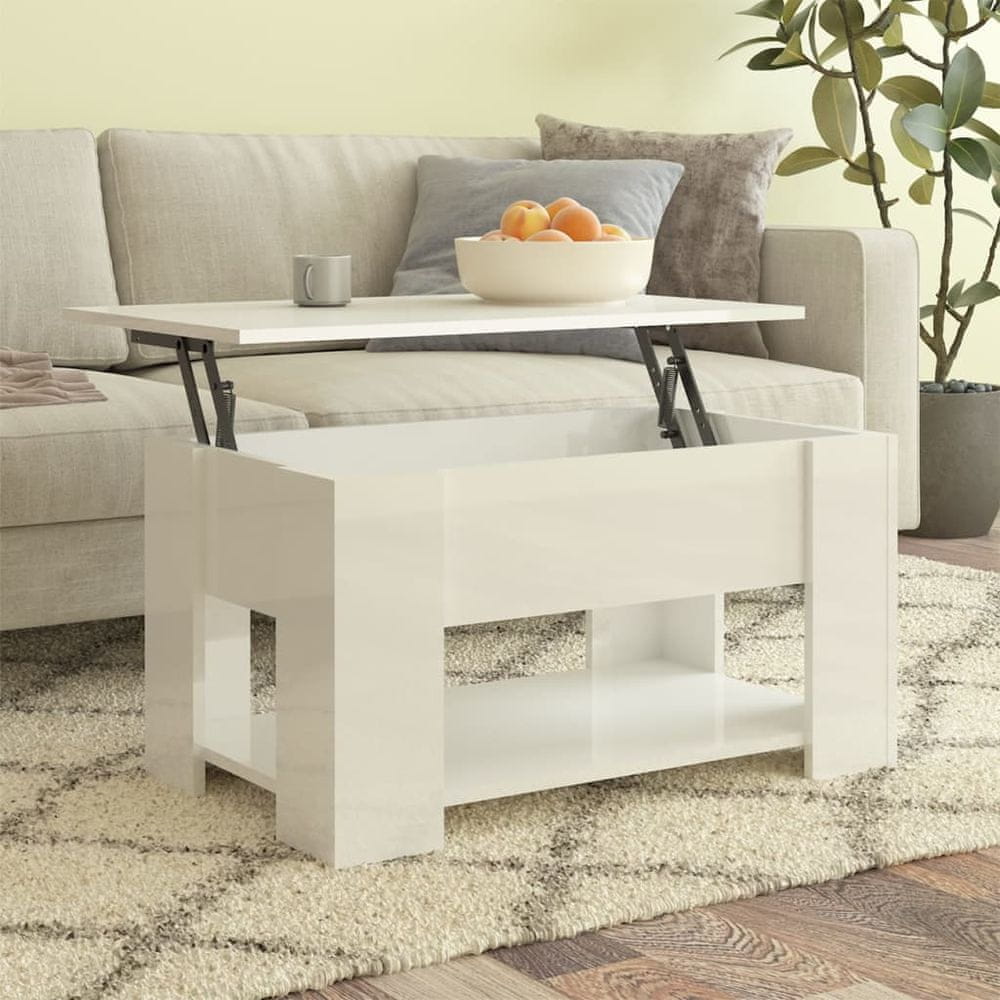 Petromila vidaXL Konferenčný stolík lesklý biely 79x49x41 cm spracované drevo